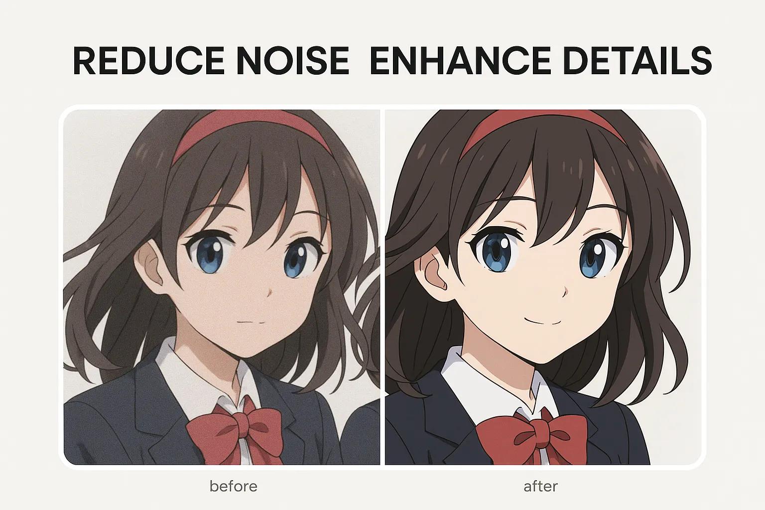 Anime image with noise reduction and detail enhancement