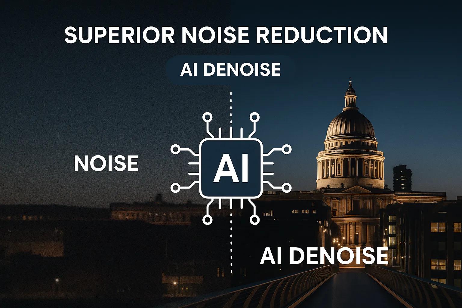 AI Denoise AI preserving image details while removing noise