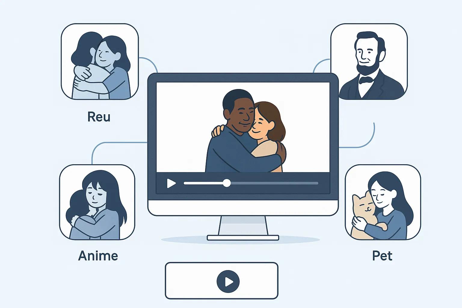 Multiple AI Hug Video use cases shown on different devices