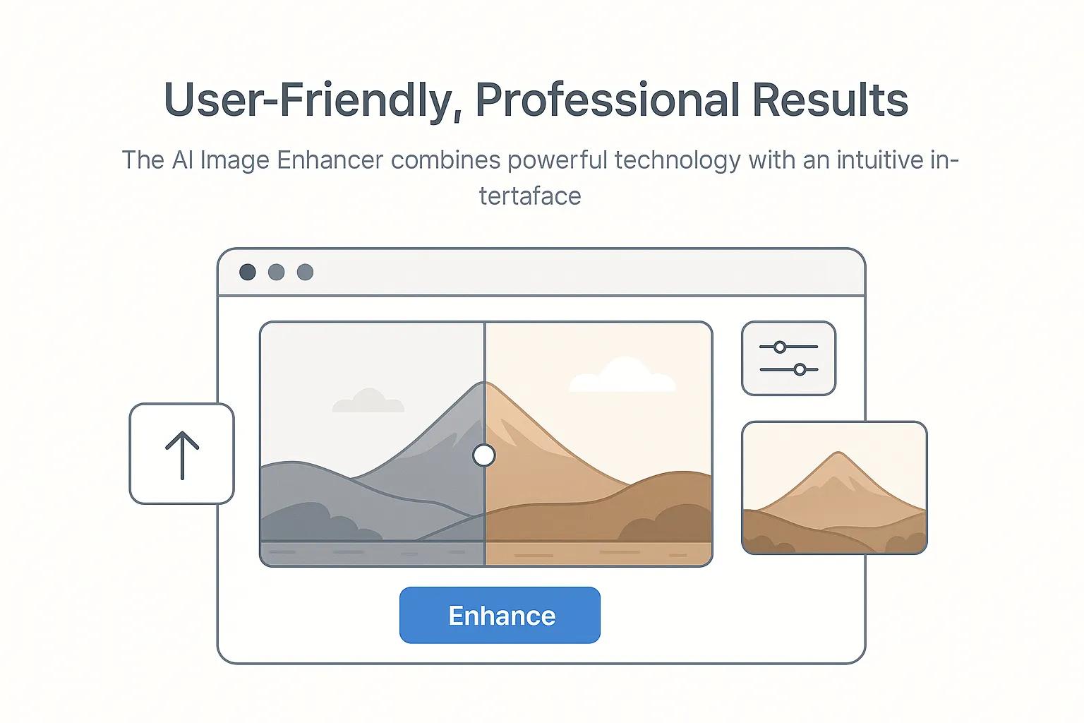 AI Image Enhancer interface showing one-click enhancement