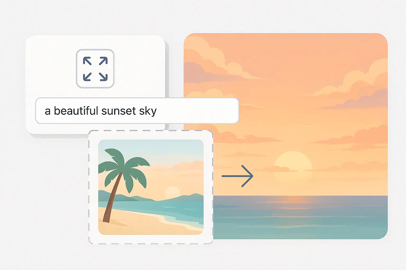 Using text prompts with AI Outpainting