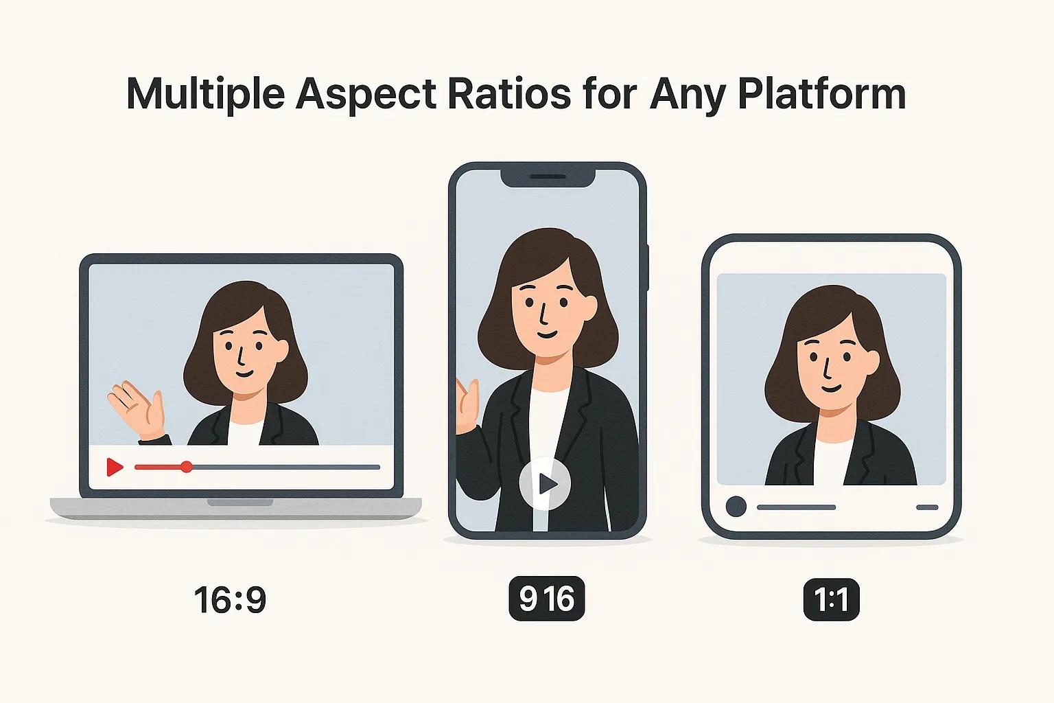 Multiple aspect ratio options for consistent character videos