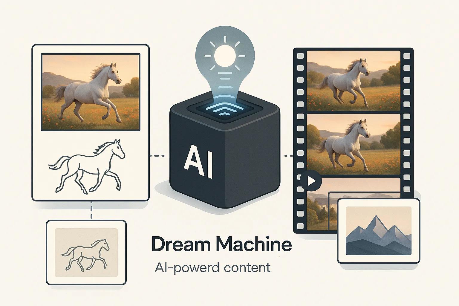 Luma AI Dream Machine interface showing AI-generated content